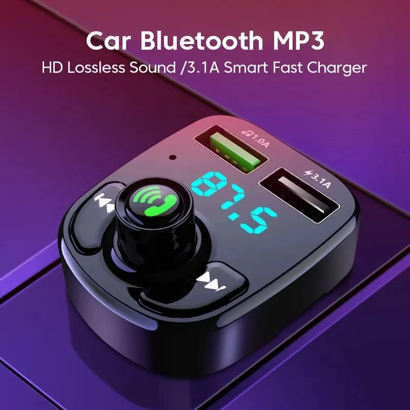 LED MP3 자동차 블루투스 FM 오디오 수신기 핸즈프리 블루투스 5.0 송신기 2.1A 3.1A QC3.0 PD 유형 C 듀얼 USB 차량용 키트 충전기