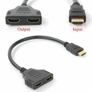 HDMI 스플리터 어댑터 케이블 1개의 수컷 HDMI를 듀얼 HDMI 2개의 암컷으로 변환하는 4K 3D Y 스플리터 케이블 노트북 TV 모니터용 1080P 1입력 2출력 LED