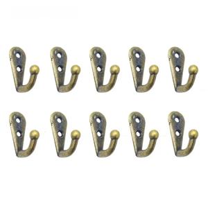 10pcs 빈티지 벽 마운트 단일 프롱 후크 레트로 미니 크기 청동 옷걸이 옷 키 모자 수건 가운 욕실 후크