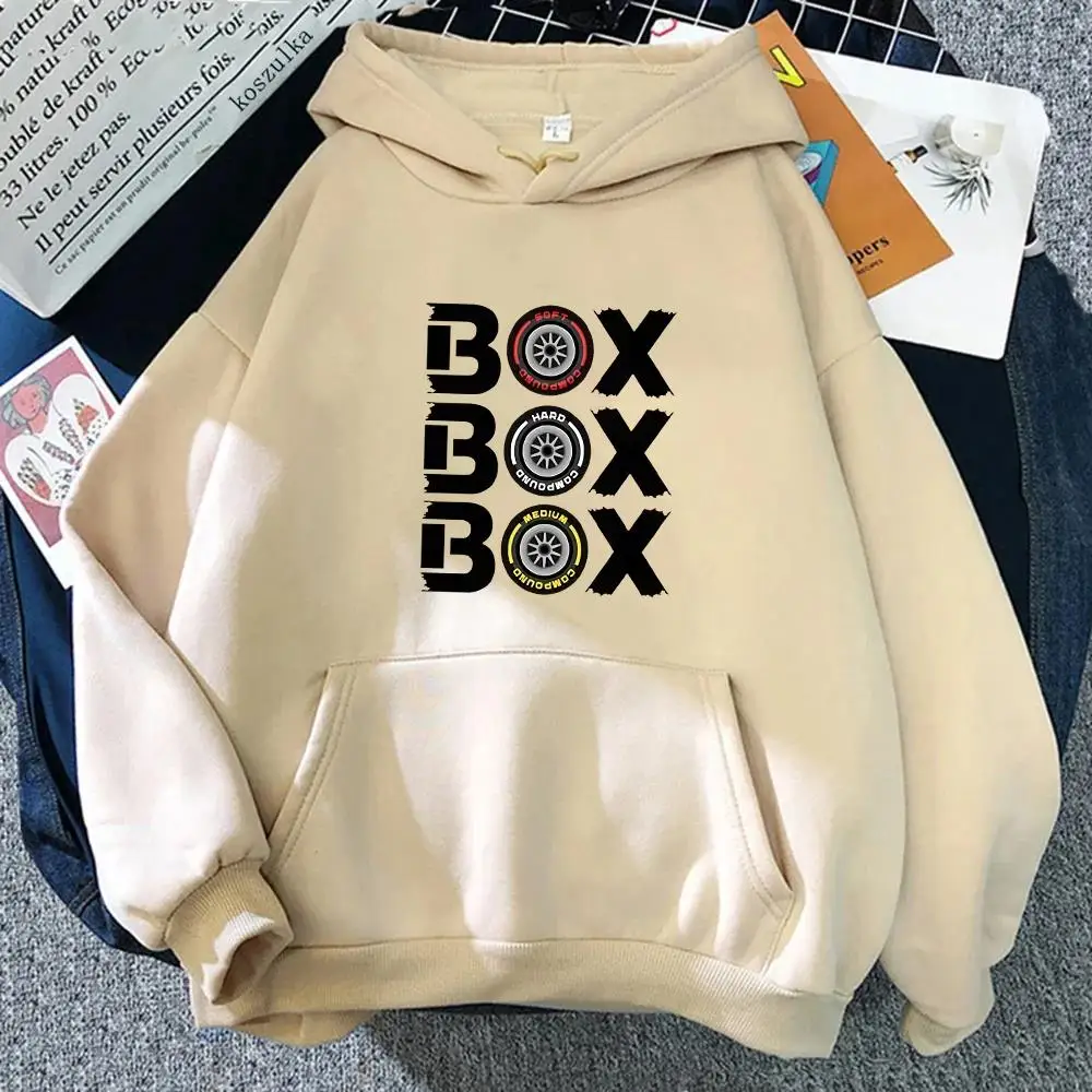Box Box Box Hodies F1 타이어 컴파운드 V2 스웨터 여성 긴 소매 탑 오버 사이즈 후드 웃긴 게임 남성 의류 Y2k 의류