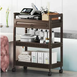 대나무 미용실 카트, 네일 샵 도구 보관 트롤리, 홈 살롱 장비용 욕실 주최자, 세련된 살롱 트롤리