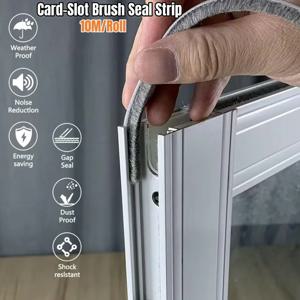10M 슬라이드 인 도어 창 날씨 스트리핑 방음 브러시 스트립 카드 슬롯 도어 프레임 용 파일 Weatherstrip Windows Sash Sealer