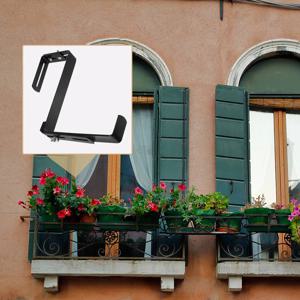 2개의 튼튼한 철제 화분 걸이, 발코니 울타리 화분 홀더, 조절 가능한 벽걸이, 야외용 철제 식물 걸이 마운트