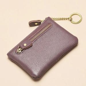 질감 있는 여성용 미니, 귀여운 소가죽, 짧은 지퍼, 작은 지갑, 심플한 열쇠, 동전 홀더, 초박형 카드 홀더