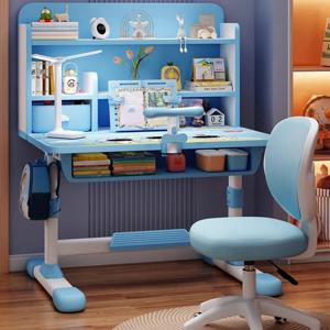 2개/세트 높이 조절 가능 어린이 학습 책상 의자 세트, 자세 교정기 및 책꽂이 포함