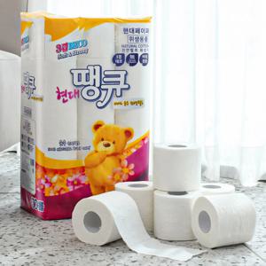 현대땡큐16Mx30롤x1팩 (천연펄프+국내제조생산) 3겹데코 무향무형광 두루마리 휴지 화장지