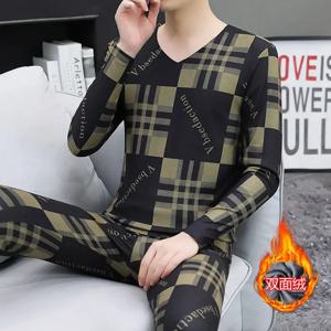 겨울용 보온 내의 세트 프라이머 고급 독일산 벨벳 무봉제 브이넥 롱존스 신상 방한 잠옷 남성용 수면복