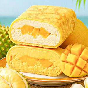 망고 두리안 크레페 케이크 달콤한 커스타드 크림 고급 디저트