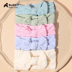 여아용 리본 아기 머리띠, 솔리드 아기 머리띠, 신생아 케이블 머리띠, 터번 어린이 머리띠, 아기 액세서리, 1 개