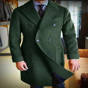 2025 신상 남성 울 코트 롱 라펠 더블 브레스티드 남성 겨울 코트 캐주얼 패션 편안한 슬림 맞춤 고품질