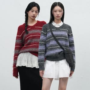 헤어리 스트라이프 루즈풀오버 3COL/WBE4L05534