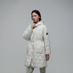 N244WPD011 여성 엘크 후드 패딩 롱 점퍼 ICE GREY
