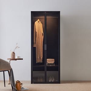 블룸 드레스룸 800 싱글 행거형 1단 강화유리도어 수납장 DF926857