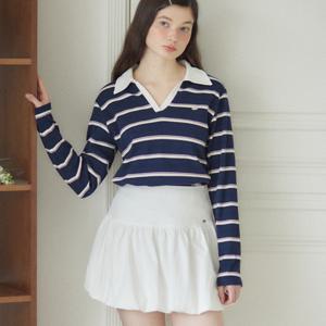 [아워호프] Stripe Open Collar Long-Sleeve T-shirt - Navy [H25SP-TS04-NAV]