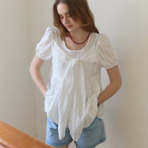 [아워호프] Bow Shirring Blouse - White [H25SM1-BL47-WHI]