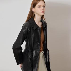 [홈쇼핑방송/(LeOT)] 시그니처 에디션  벨티드 천연양가죽 자켓-사이즈 77까지