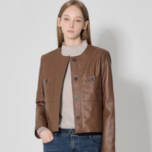 (LeOT)]  천연양가죽100 라운드넥 램스킨 레더 자켓