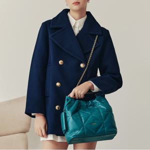 [최초가238,000원]퀼팅 레더 체인 숄더백 - 그린