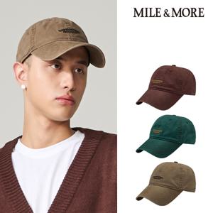 [마일앤모어] 프로덕트 레터링 포인트 피크먼트 워싱 볼캡 대두모자