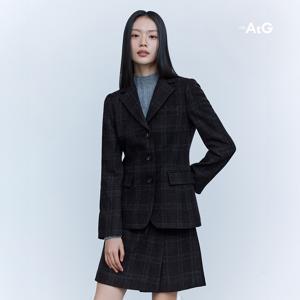 더엣지 울혼방 타탄 체크 자켓