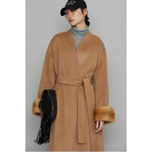 [최초가 1,580,000원] [Atelier] Handmade Detachable Fur Sleeve Belt Long Coat (camel) LFCAW24820CMX