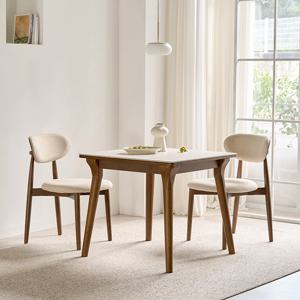 나폴리 포세린 세라믹 2인용 원목 800 식탁세트(의자2)