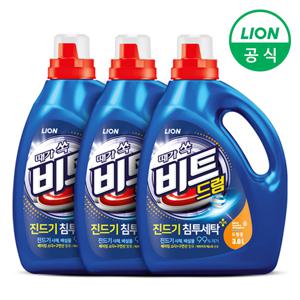 비트 세탁세제 액체 3L 용기형 3개 드럼용 진드기 찌든때 제거 베이킹소다 구연산 함유