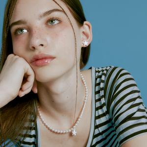 [빈티지헐리우드][SET]Pastel Star Beads n Pearl Necklace+Earrings_VH2335NE700B