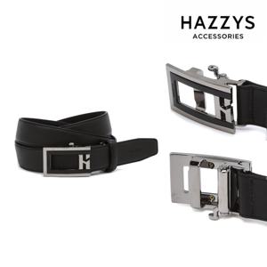 [선물포장][남성벨트] 블랙 버클 H장식 소가죽 자동벨트 HJBE4F775BK