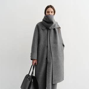 던스트 UNISEX HANDMADE CASHMERE MUFFLER COAT MELANGE GREY_UDCO5D124G2