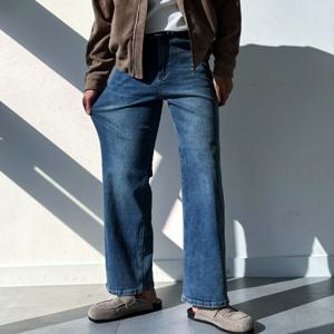 [브리치]  /  3컬러 이커 남자 롱 세미와이드 워싱 스판 데님 청바지 팬츠