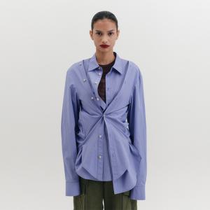 더블 버튼 트랜스포머블 셔츠 - 라벤더