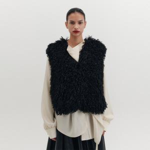 소프트 폭스 퍼 베스트 - 블랙