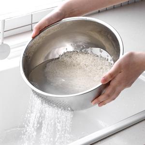 리본제이 연마제 초음파 제거 하나로 스텐 304 쌀 세척볼 M 23cm/ 멀티 믹싱볼 다용도 타공 물빠짐 채반