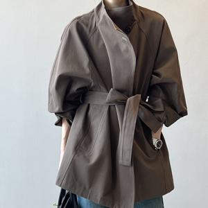 [브리치]  / 가을 여성 허리스트랩 하프 트렌치코트