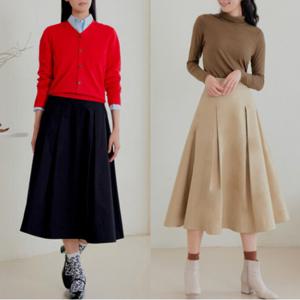 [최초가138,000원]봄 가을 코튼 플레어 스커트 1+1