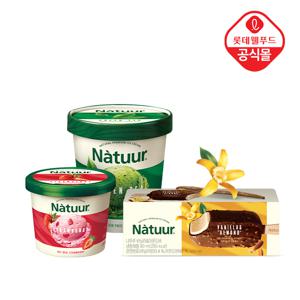 [나뚜루] 녹딸바 3개 세트(녹차파인트,딸기컵,바닐라바)