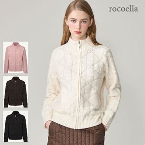 카린 다이아 패턴 부클 니트 여성 자켓