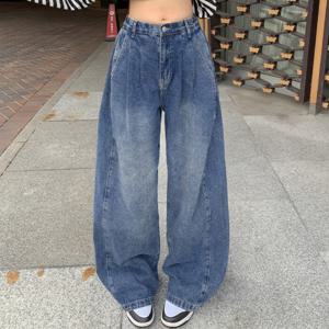 [브리치]  /  왕골반핏/숏 기본 롱/S 2XL  스냅 인밴딩 벌룬 데님