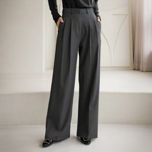 (~XXL까지)(기장선택) 제니언 하이웨스트 핀턱 와이드 슬랙스 가을 오피스룩 모임룩 격식룩 빅사이즈