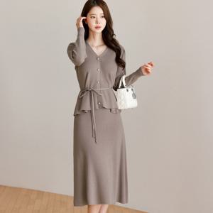 (~XXL까지) 카엘로 브이넥 리본끈 퍼프소매 니트 가을 꾸안꾸 데일리 일상 캐쥬얼 출근룩 베이직 빅사이즈