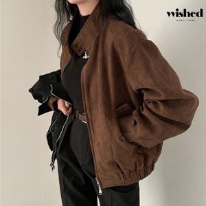 정상가:139,000원ㅣ하이넥 스웨이드 벨벳 밴딩 집업 자켓 (WIBCJK040)