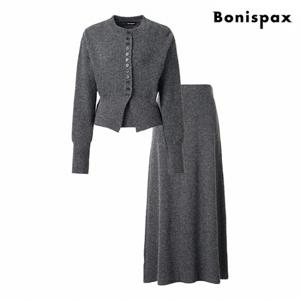 정상가:99,000원｜라운드 슬림핏 니트 A라인 스커트 셋업 (XO4OW009L0)
