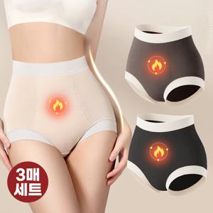 웜플러스 기모팬티 3매세트 하이웨이스트 팬티 보온팬티 기모안감 여성속옷 언더웨어 팬티세트