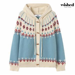 정상가:139,000원 ㅣ 더플 버튼 패턴 니트 후드 가디건 (WICDCD007)