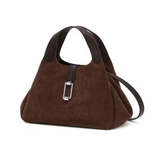 [D-LOCK] 다크브라운 D락장식 스웨이드 토트백 S DCBA6E969J