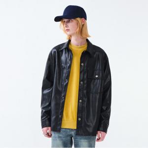 [STCO] 블랙 오버핏 비건 레더 셔켓-SOSJPBTC05