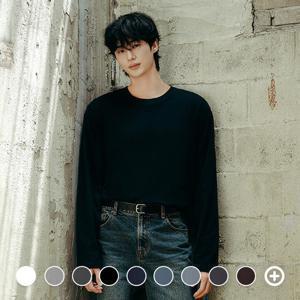 지오다노 남성 가을 라운드넥 기본핏 솔리드 무지 면 긴팔 티셔츠 025910