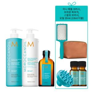[겟뷰 패키지/단독]스칼프밸런싱 샴푸500&컨디500&트리트먼트50+4종(오일20,미니패들브러시,스칼프브러시,파우치)