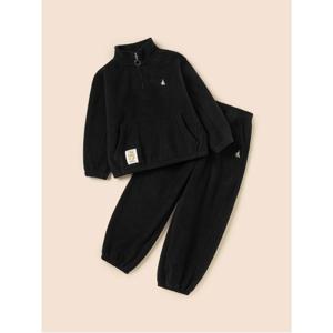 [5%OFF]플리스 긴소매 반집업 & 긴바지 2PCS 상하 세트 - 블랙(BI5X41U055)